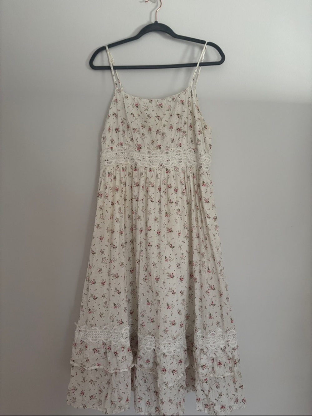 Just Me Cream Floral Sundress with Pink and Brown Accents